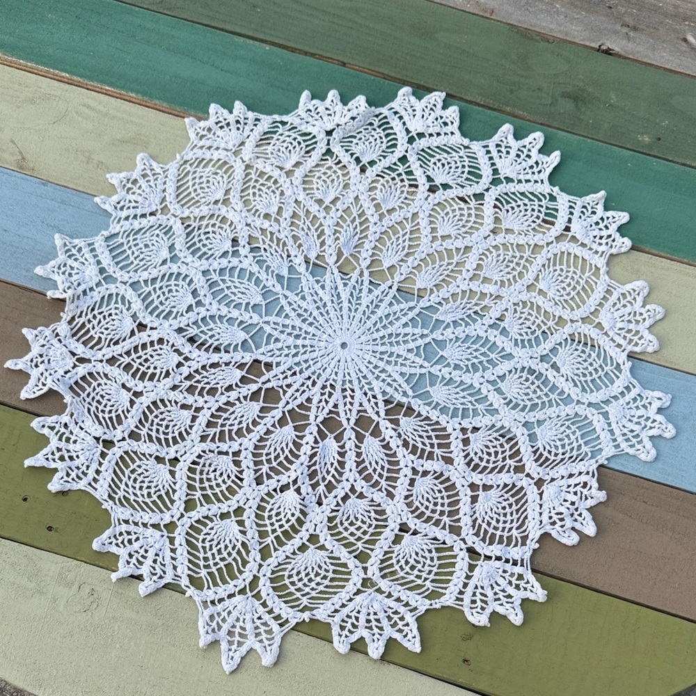 Large White Vintage Crochet Doily